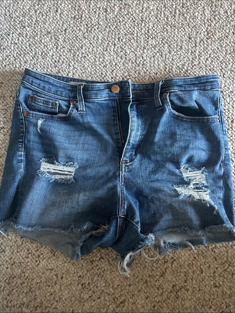 Universal Thread Distressed High-Rise Jean Shorts - Blue